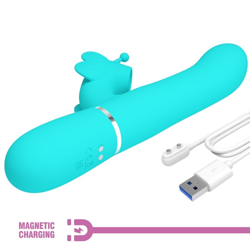 Pretty Love - Multifunktions-Kaninchenvibrator 4 In 1 Schmetterling Aquagrãœn