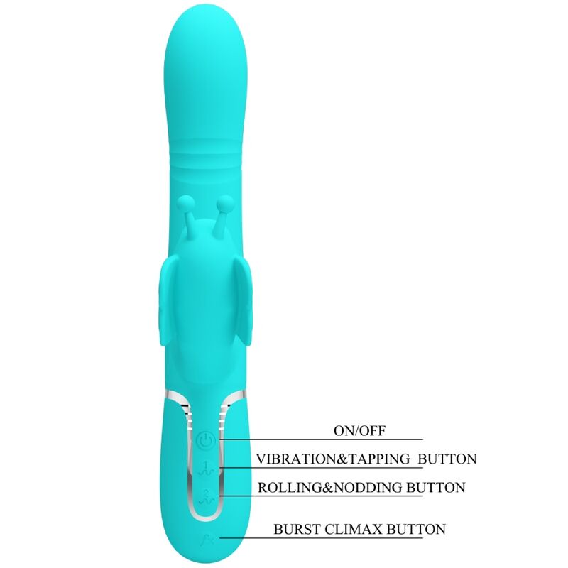 Pretty Love - Multifunktions-Kaninchenvibrator 4 In 1 Schmetterling Aquagrãœn