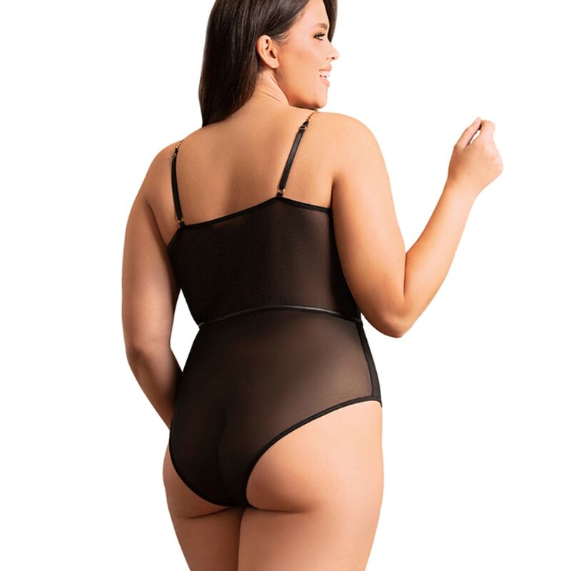 Subblime - Black Bodysuit with Chain Suspenders L/XL