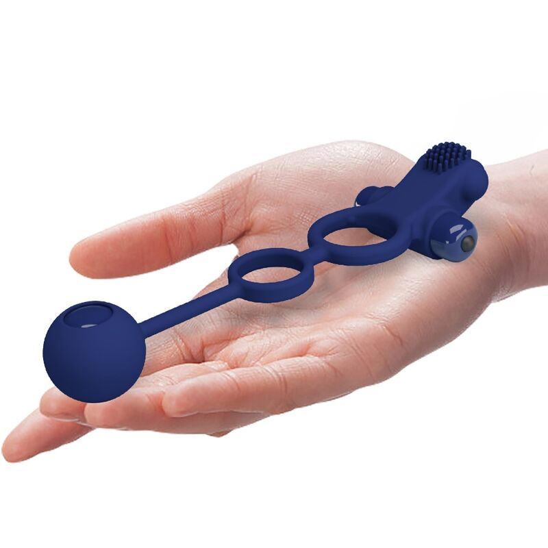 Pretty Love - Remington Doppelvibrationsring Mit Stecker Blau