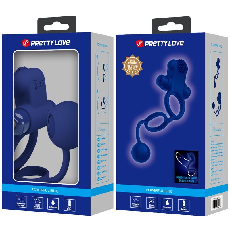 Pretty Love - Remington Doppelvibrationsring Mit Stecker Blau