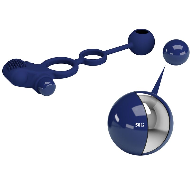 Pretty Love - Remington Dual Vibrating Ring with Plug Blue
