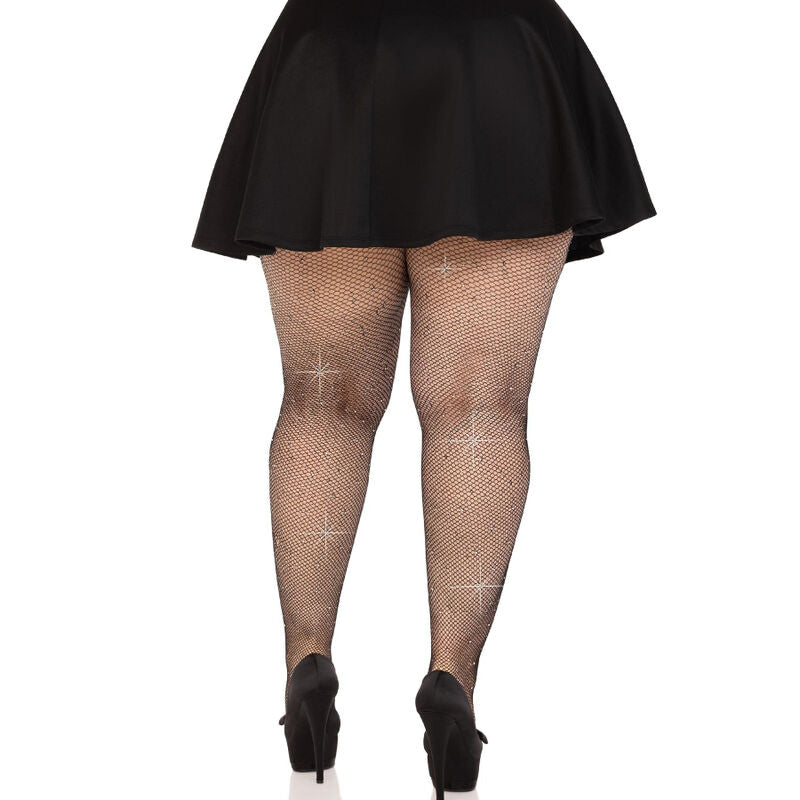 Leg Avenue - Netzstrãœmpfe Mit Kristallisierung, Schwarz, Übergrã–Sse