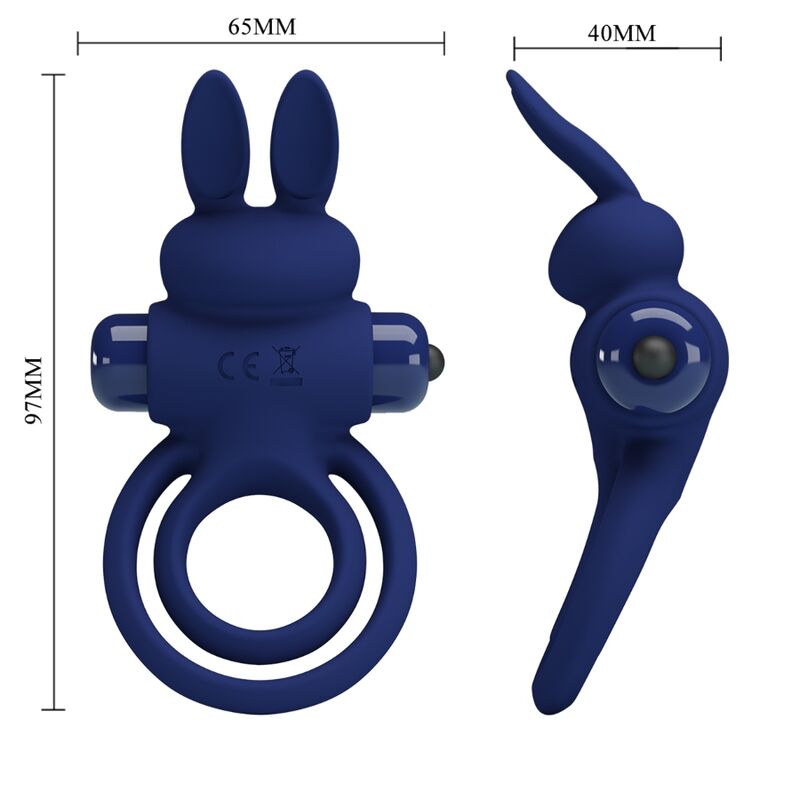 Pretty Love - Darey Doppelter Vibrationsring Kaninchen Blau