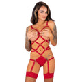 Livco Corsetti Fashion - Thiara Lc 20213 Set Body + Str�mpfe Rot L/Xl