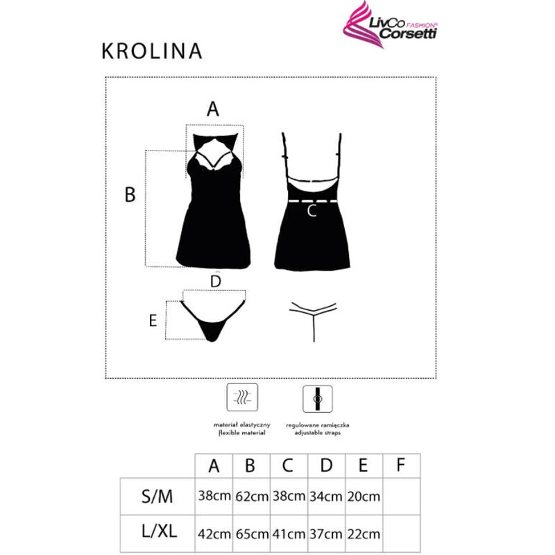 Livco Corsetti Fashion - Krolina Lc 90734 Chemise + Tanga Schwarz L/Xl