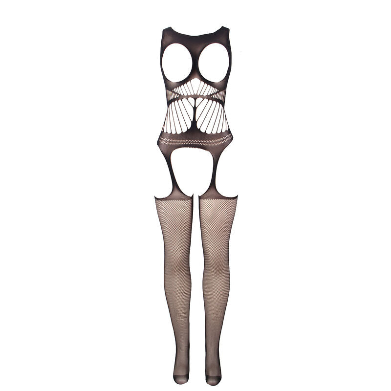 Subblime - 951900 Netz-Bodystocking Ohne Schritt Mit Cups Und Offenen Schultern Schwarz Eine Grã–Sse