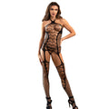 Subblime - 952105 Netz-Bodystocking Ohne Schritt Neckholder Und Offenem R�cken Schwarz Eine Grösse