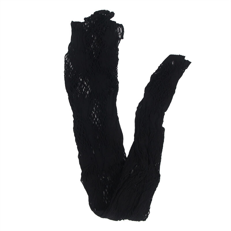 Subblime - 952129 Netz-Bodystocking Mit Kleiddesign Und Blumendetails Schwarz Eine Größe