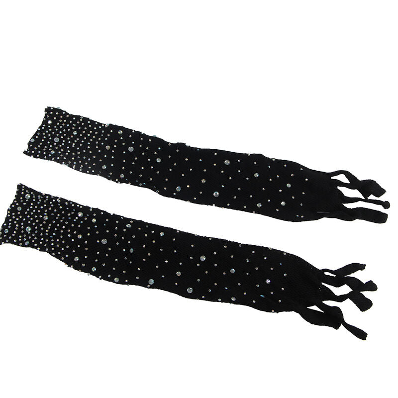 Subblime - 952174 Netz-Bodystocking Mit Handschuhen Und Diamanten Schwarz Eine Grã–Sse