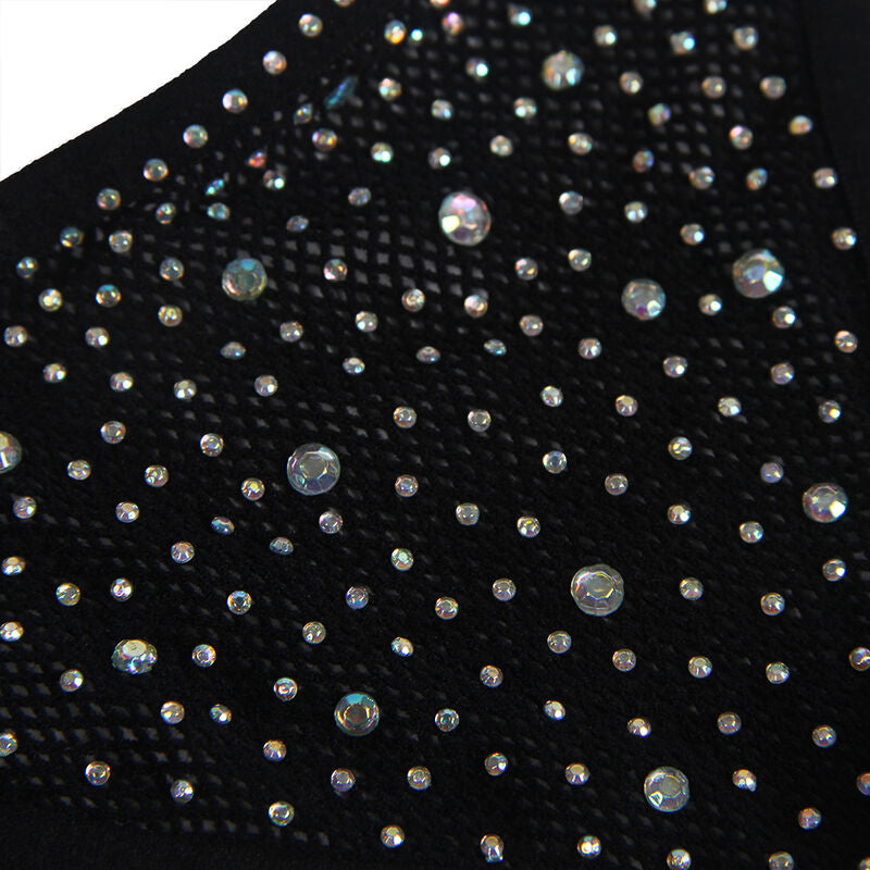 Subblime - 952174 Netz-Bodystocking Mit Handschuhen Und Diamanten Schwarz Eine Grã–Sse