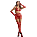 Subblime - 952181 Netz-Bodystocking Mit Handschuhen Und Diamanten Rot Eine Grã–Sse