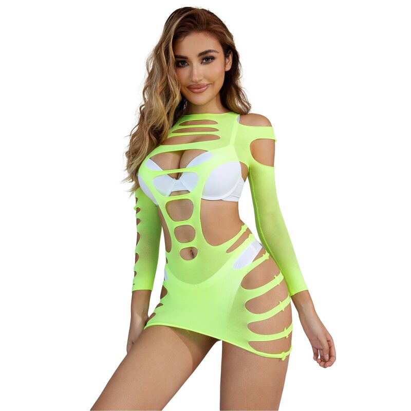 Subblime - 952280 Grãœn Langrmeliger Elastischer Netz-Kleid Eine Grã–Sse