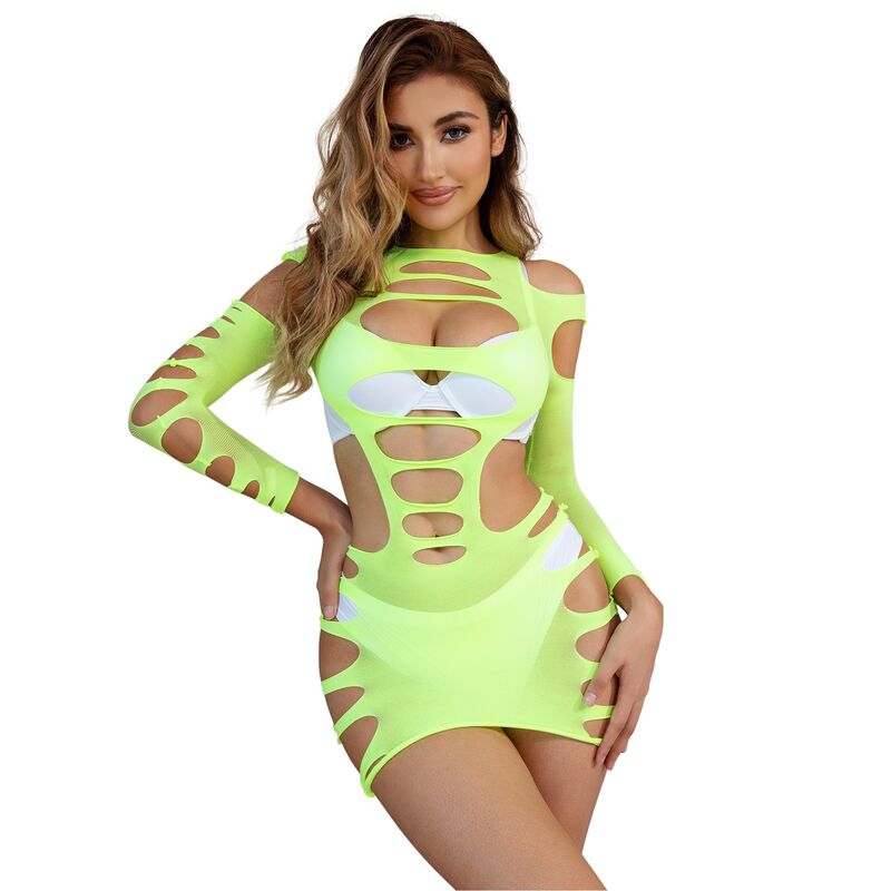 Subblime - 952280 Grãœn Langrmeliger Elastischer Netz-Kleid Eine Grã–Sse