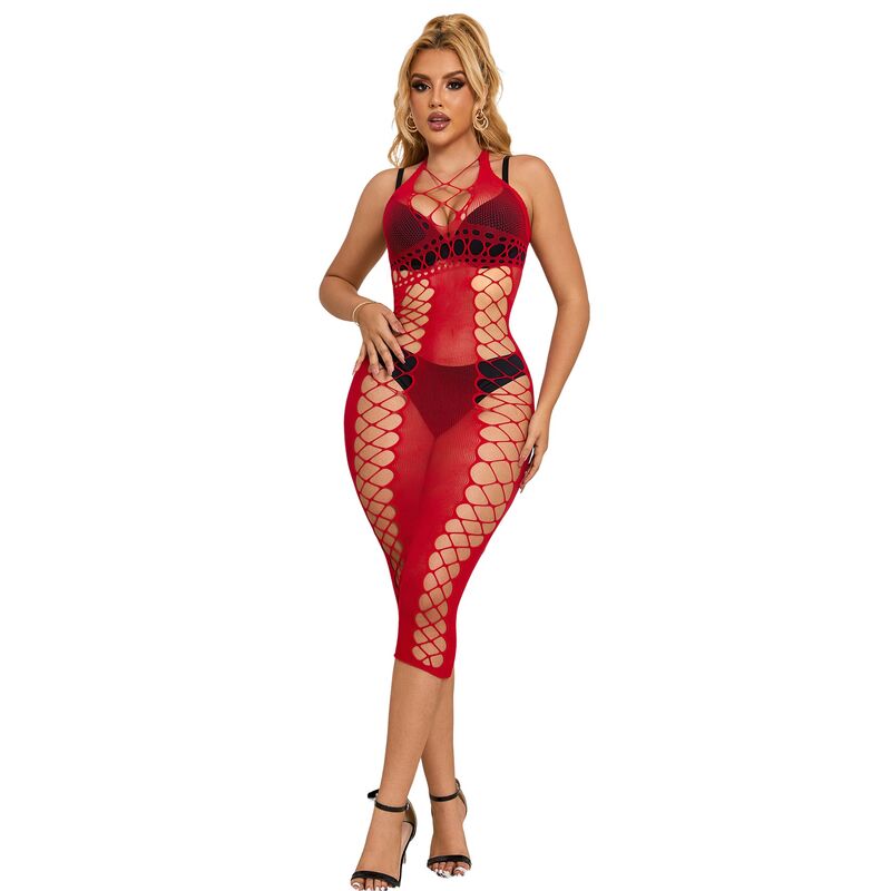 Subblime - 952327 Langes Rotes Netz-Kleid Eine Grã–Sse