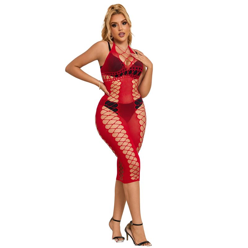 Subblime - 952327 Langes Rotes Netz-Kleid Eine Grã–Sse
