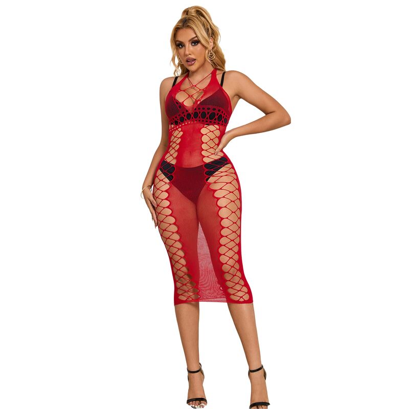 Subblime - 952327 Langes Rotes Netz-Kleid Eine Grã–Sse