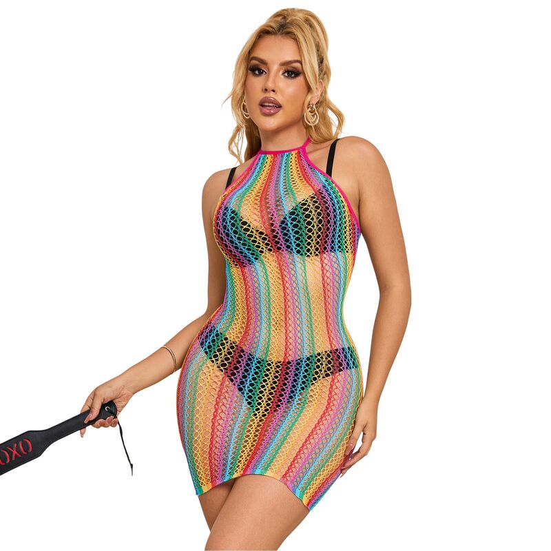 Subblime - 952341 Regenbogen-Netz-Kleid Eine Grã–Sse