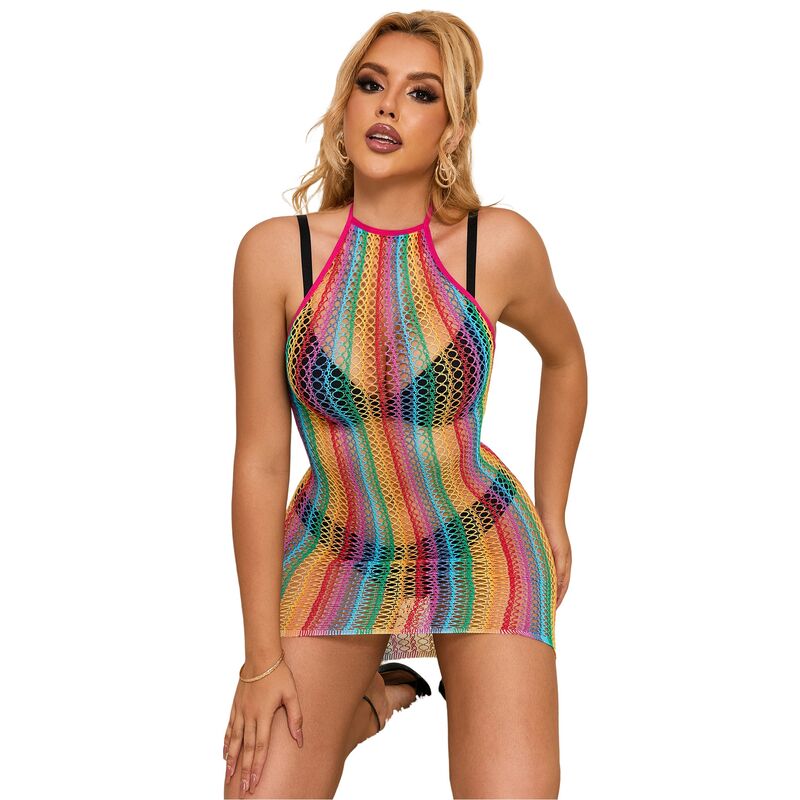 Subblime - 952341 Regenbogen-Netz-Kleid Eine Grã–Sse