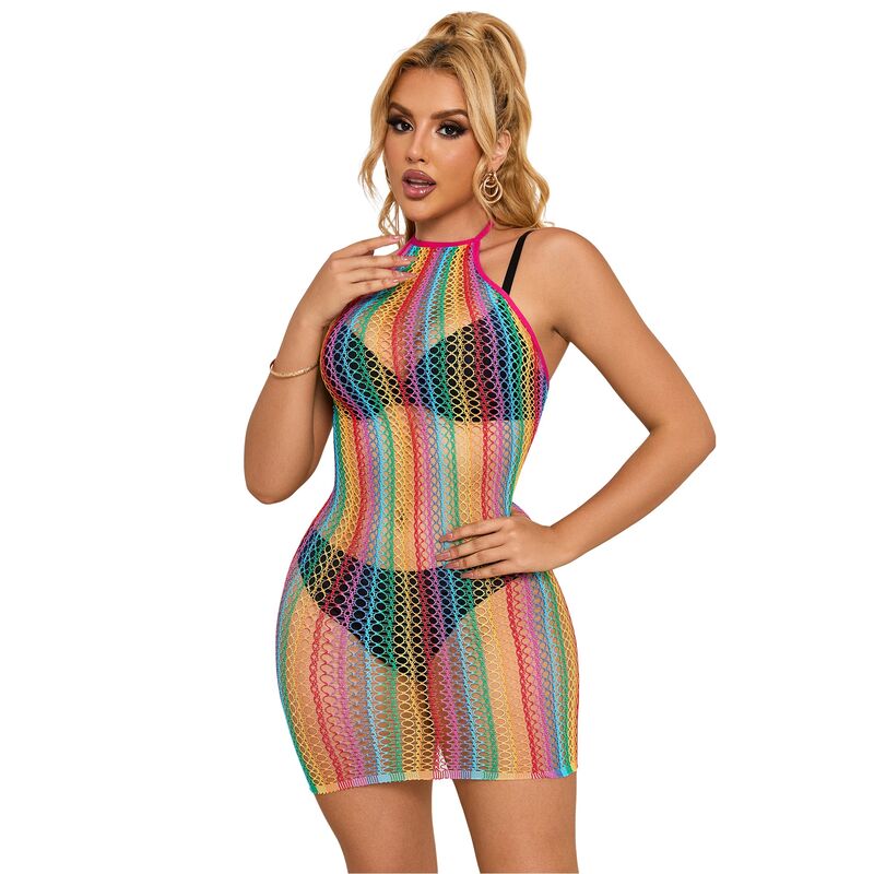 Subblime - 952341 Regenbogen-Netz-Kleid Eine Grã–Sse