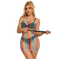 Subblime - 952365 Rainbow Netz-Kleid Mit Freien Schultern Eine Grã–Sse