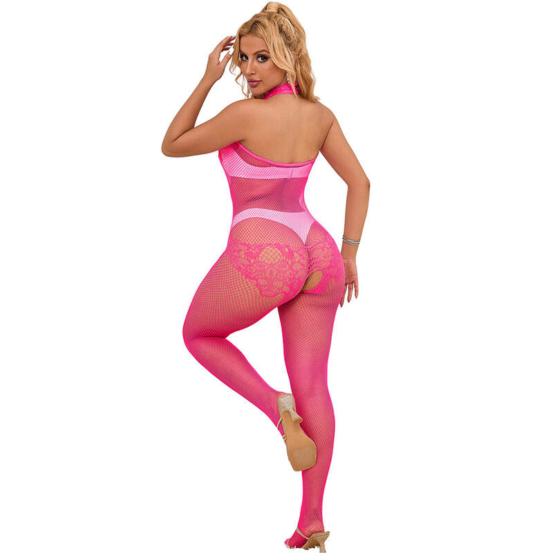 Subblime - 952389 Bodystocking Mit Schnittfreiem Netz Und Spitze Mit Hohem Hals Eine Grã–Sse