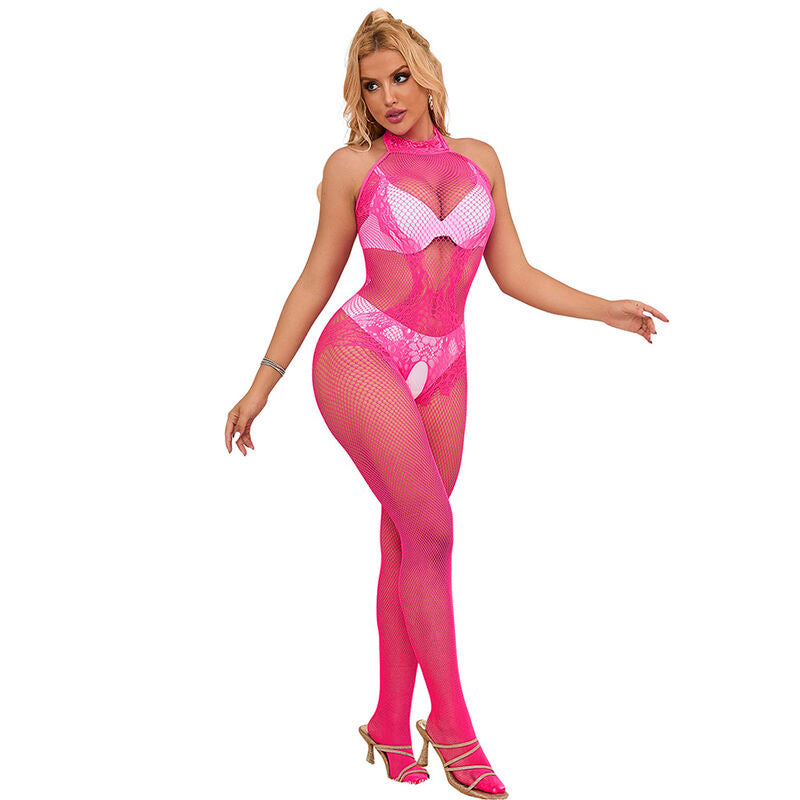 Subblime - 952389 Bodystocking Mit Schnittfreiem Netz Und Spitze Mit Hohem Hals Eine Grã–Sse