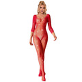 Subblime - 952419 Netz-Bodystocking Mit Diamanten, Lange ÄRmel, Rot, Xs/M