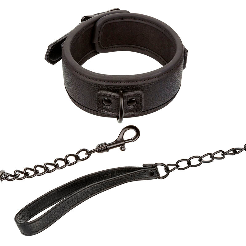 Calexotics - Nocturnal Halsband & Leine Leder Verstellbar Schwarz