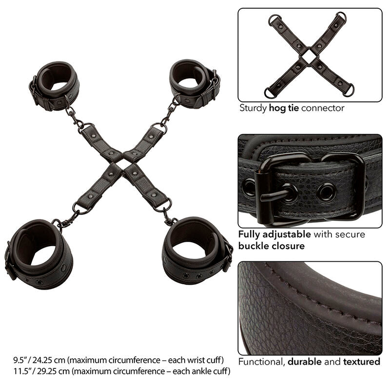 Calexotics - Nocturnal Hog Tie Connector Cuero Einstellbar Schwarz