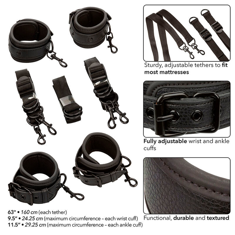 Calexotics - Nocturnal Bettfesseln Leder Verstellbar Schwarz