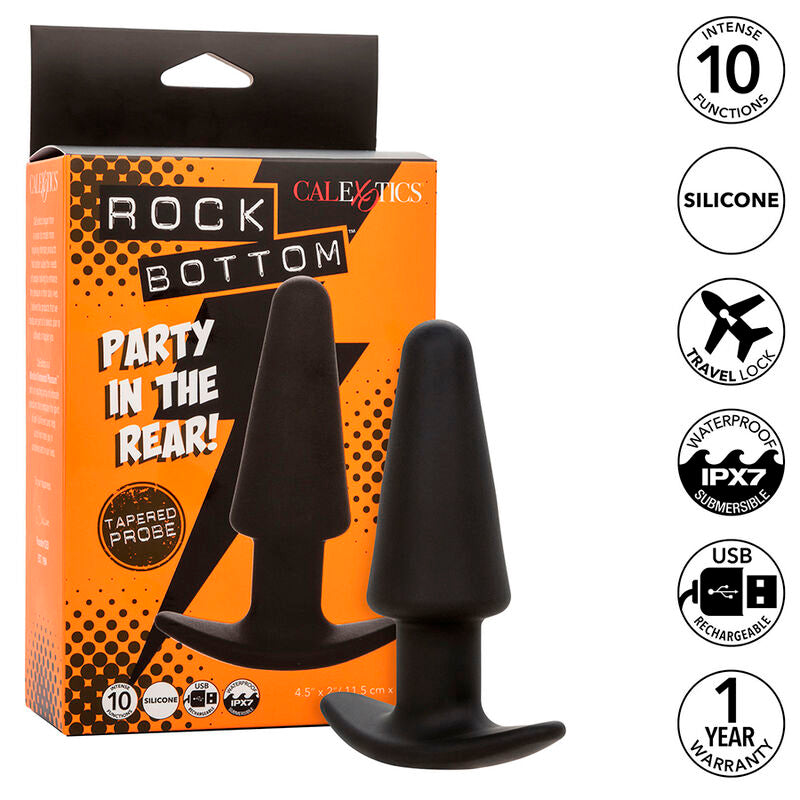 Calexotics - Rock Bottom Tapered Anal Plug 10 Vibraciones Silikon Schwarz