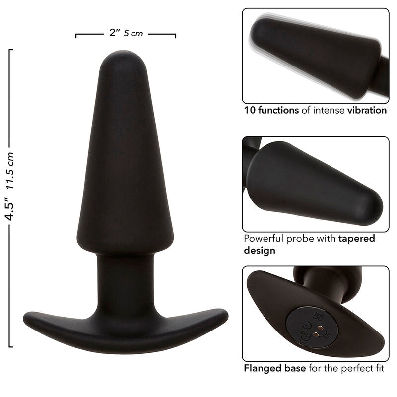 Calexotics - Rock Bottom Tapered Anal Plug 10 Vibraciones Silikon Schwarz