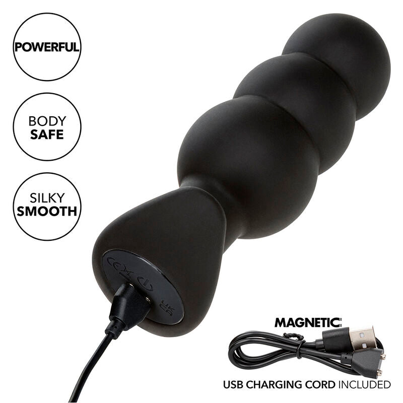 Calexotics - Rock Bottom Anal Plug Mit Perlen 10 Vibrationen Silikon Schwarz