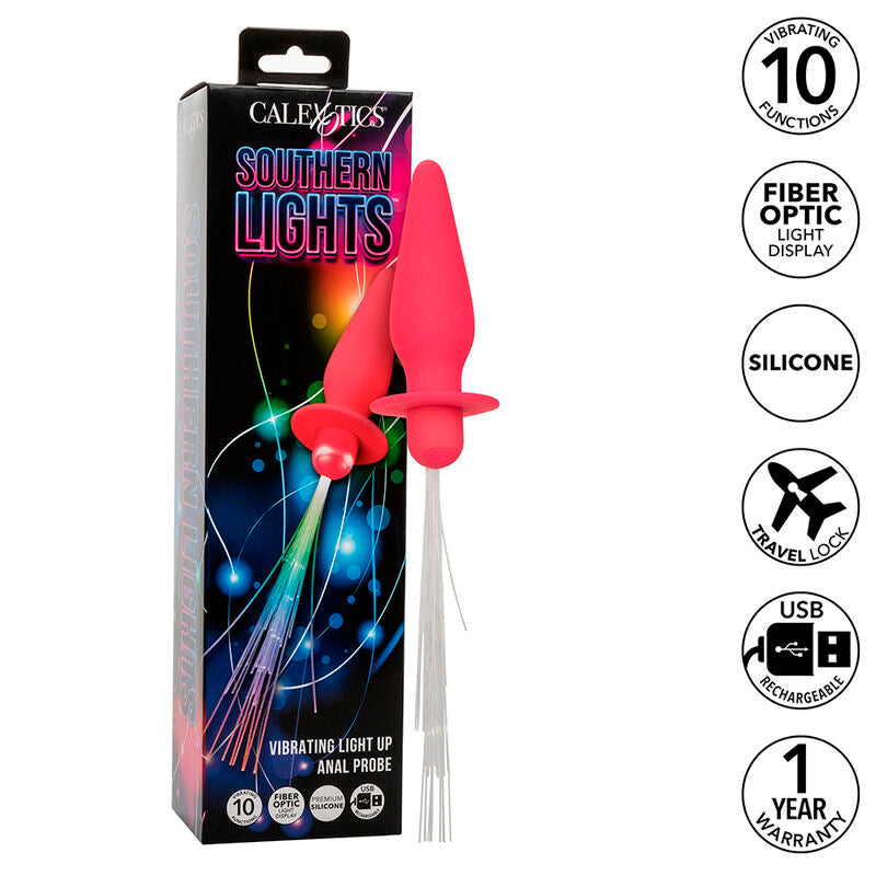 Calexotics - Southern Lights Light Up Leuchtende Analstecker 10 Vibrationen Silikon Rosa