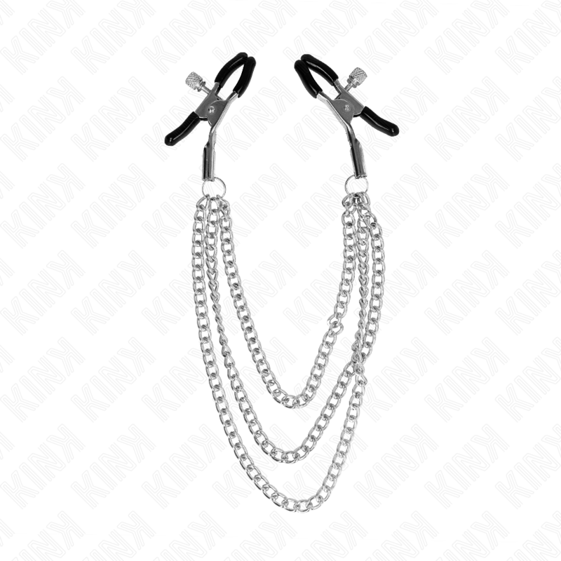 Kink - Nippelklemmen Mit 3 Ketten Silber 20/23/28 Cm