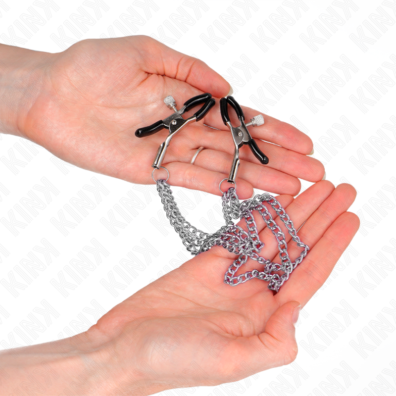 Kink - Nippelklemmen Mit 3 Ketten Silber 20/23/28 Cm
