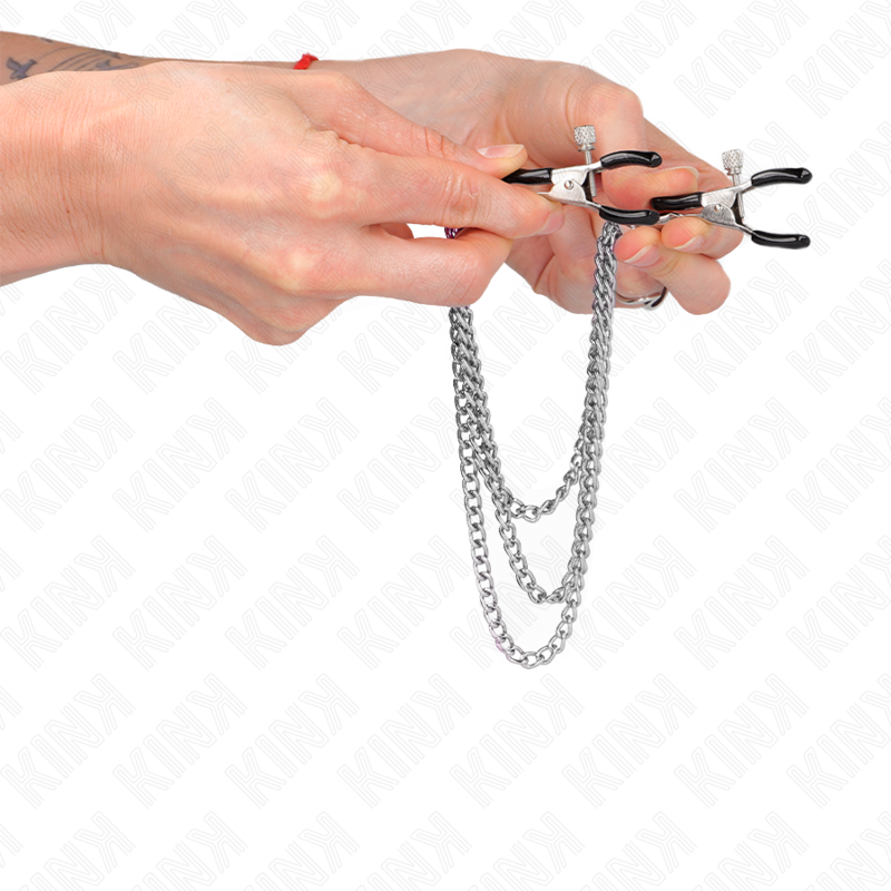Kink - Nippelklemmen Mit 3 Ketten Silber 20/23/28 Cm