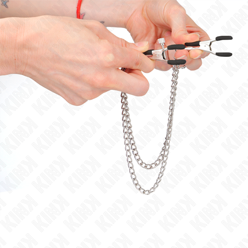 Kink - Nippelklemmen Mit 2 Dicken Ketten Silber 20/23 Cm