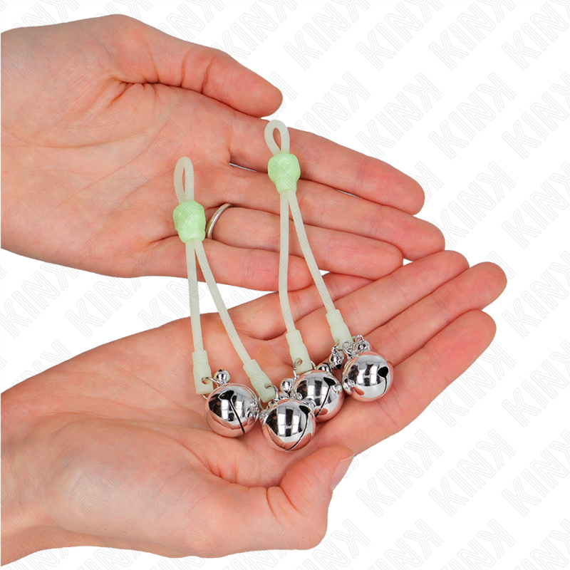 Kink - Leuchtende Totenkopf-Nippelklammern Mit Ringglã–Ckchen Verstellbar Grãœn/Silber