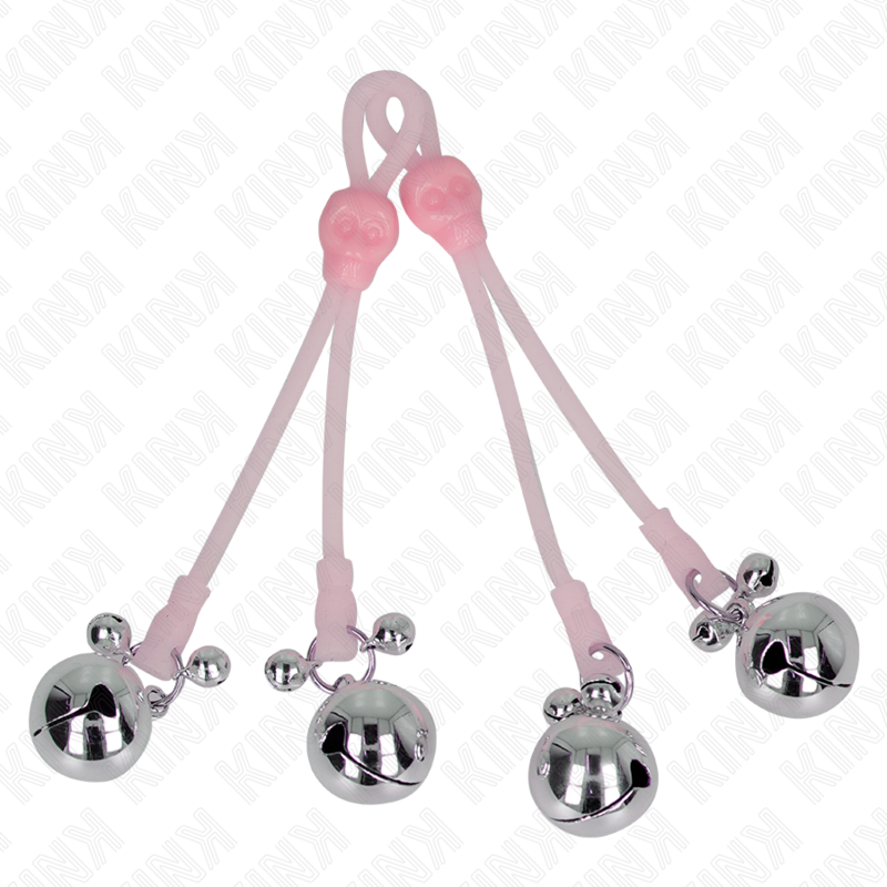 Kink - Leuchtende Totenkopf-Nippelklammern Mit Ringglã–Ckchen Verstellbar Rosa/Silber