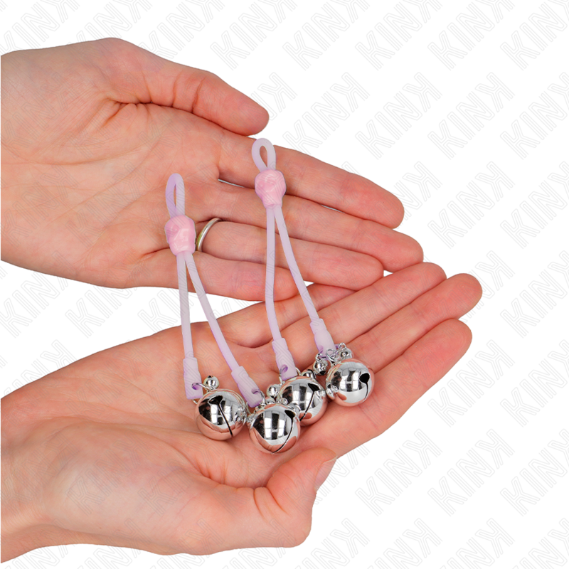 Kink - Leuchtende Totenkopf-Nippelklammern Mit Ringglã–Ckchen Verstellbar Rosa/Silber