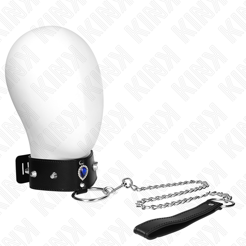 Kink - Halskette 65 Cm Mit Band Mit Blauen Diamanten Verstellbar 36-43 Cm X 5 Cm