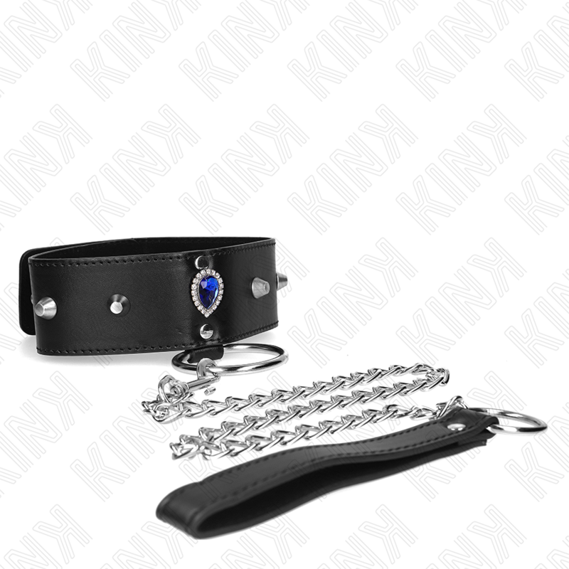 Kink - Halskette 65 Cm Mit Band Mit Blauen Diamanten Verstellbar 36-43 Cm X 5 Cm