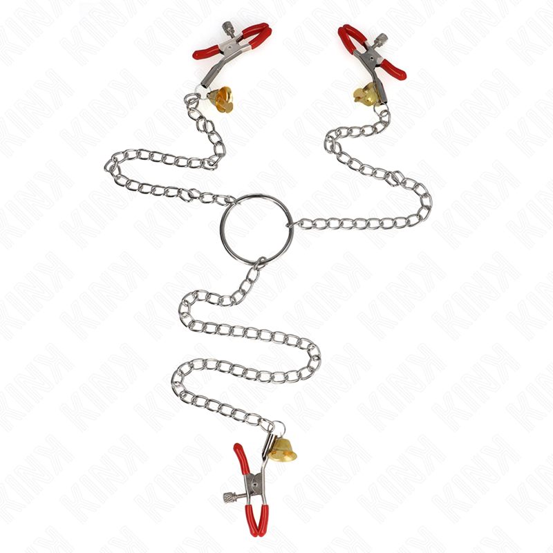 Kink - Bell 3-Fach Nippel- Und Klitorisklemmen Rot Mit Kette 30 Cm