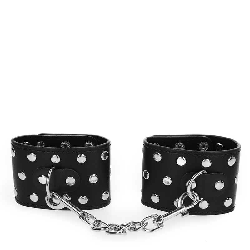 Kink - Handgelenkfesseln Mit Druckverschluss Voller Nieten Schwarz Verstellbar 19-24 Cm X 5,5 Cm
