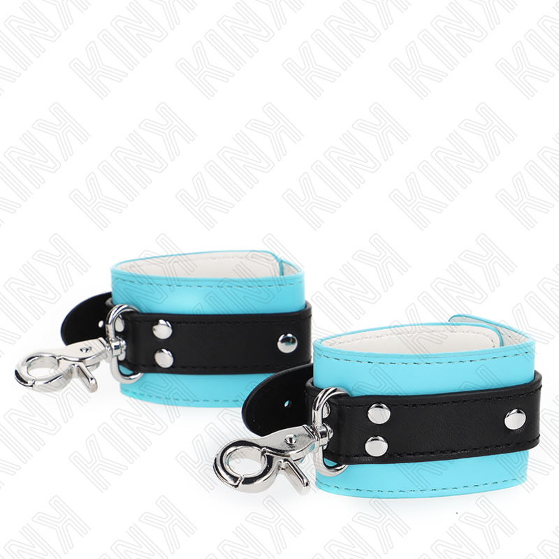 Kink - Premium Abschlieãÿbare Handgelenkfesseln Schwarz/Blau Verstellbar 21-28 Cm X 5,5 Cm