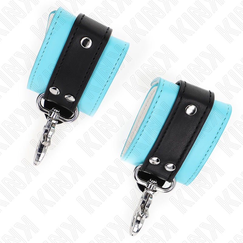 Kink - Premium Abschlieãÿbare Handgelenkfesseln Schwarz/Blau Verstellbar 21-28 Cm X 5,5 Cm