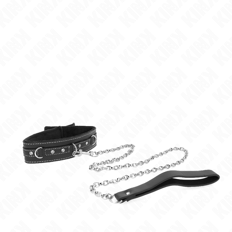 Kink - Pvc Leder Halskette Mit Gãœrtel 105 Cm Strass Niete 41,5 X 4 Cm