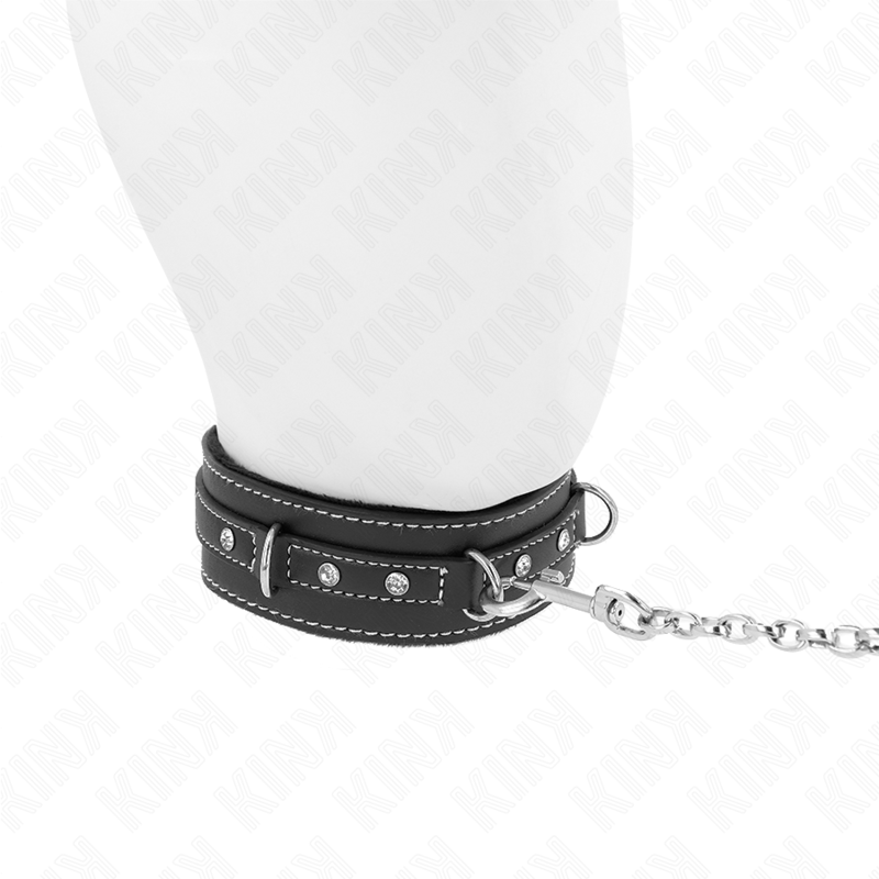 Kink - Pvc Leder Halskette Mit Gãœrtel 105 Cm Strass Niete 41,5 X 4 Cm